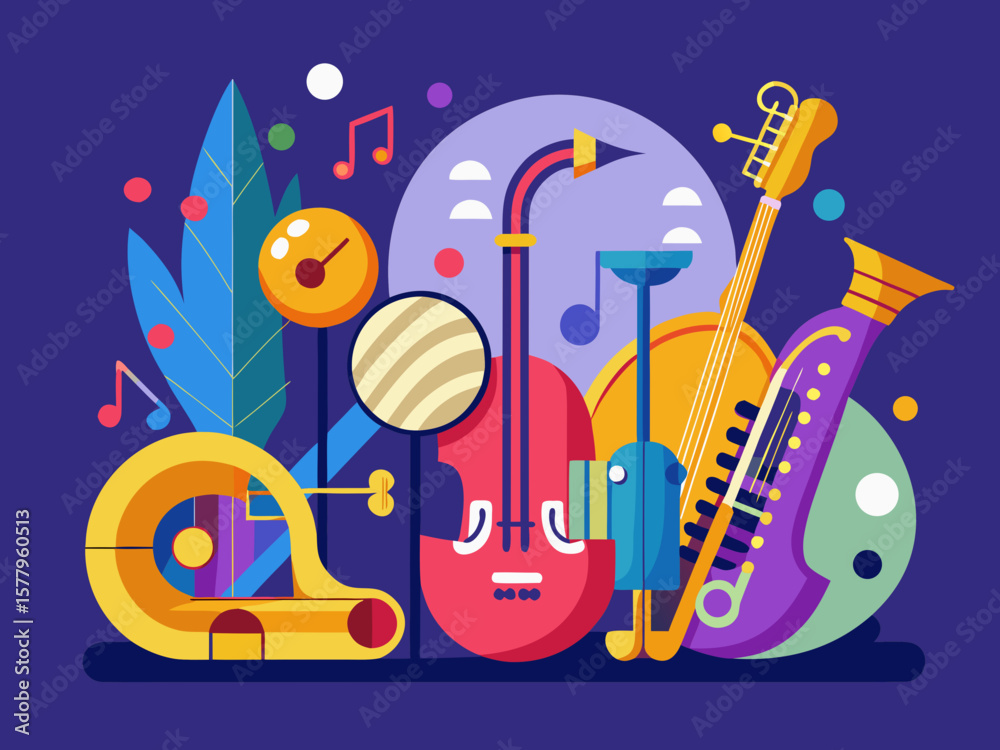 Fototapeta premium Vector Music Pack – Instruments, Notes, Audio Scenes and Sound Design Elements