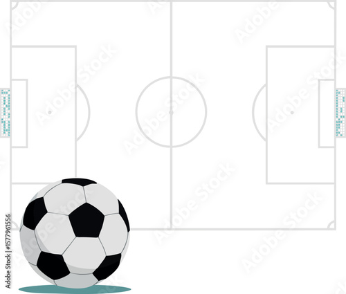 Soccer ball on field with goalposts and markings illustration design for sports and leisure