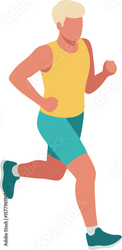 Man running fitness exercise jogging active lifestyle workout healthy body vector illustration