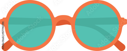Round orange frame sunglasses with blue lenses vector icon minimalist style eyewear design accessory