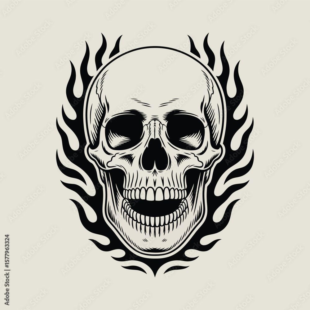 Fototapeta premium it a perfect choice for themes related to rebellion, gothic art, or the macabre. Ideal for use in tattoos, apparel, or any project that seeks to convey a sense of edginess and attitude.