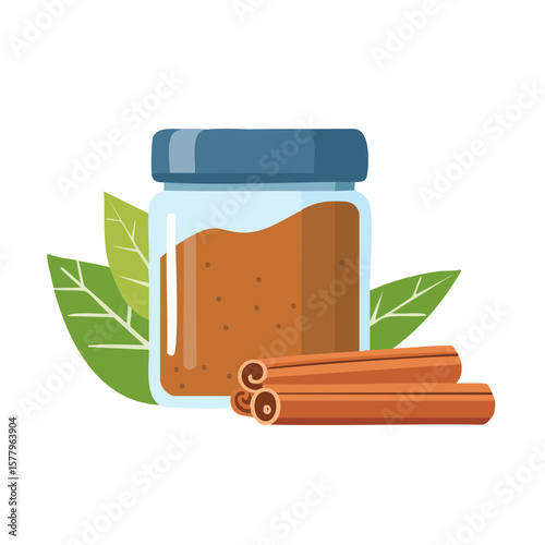 jar of Powdered Cinnamon Isolated on a. Transparent Background 