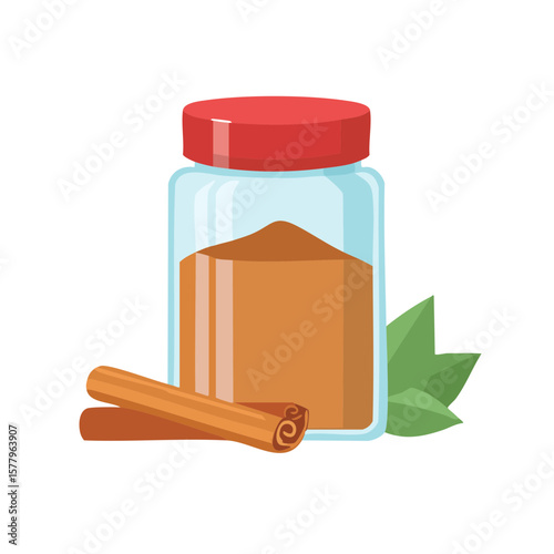 jar of Powdered Cinnamon Isolated on a. Transparent Background 