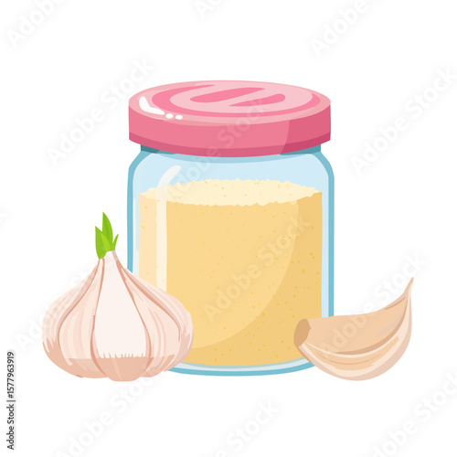 jar of Garlic Salt  Isolated on a. Transparent Background 