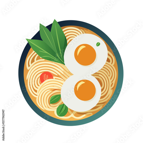 Bowl of Ramen Noodles Icon Isolated on a Transparent Background 