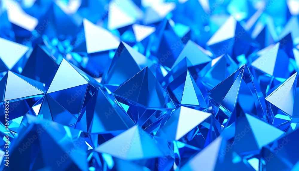 Shiny blue pyramids, close-up Shiny blue pyramids, close-up