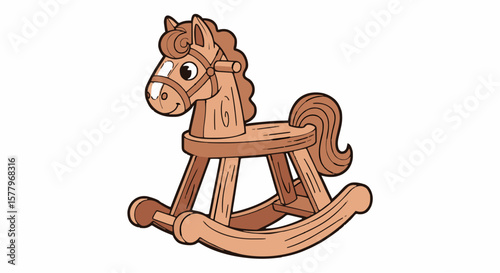 "Flat vector illustration of a retro inflatable ride-on toy animal, 80s style, rounded shape, bright colors, cartoon look, white background"generative ai