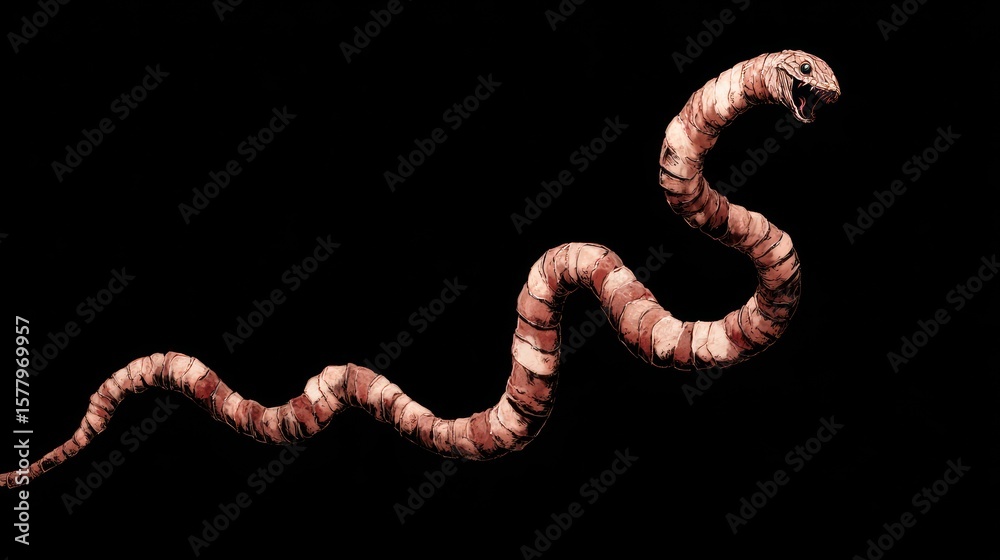 Obraz premium A coiled snake against black