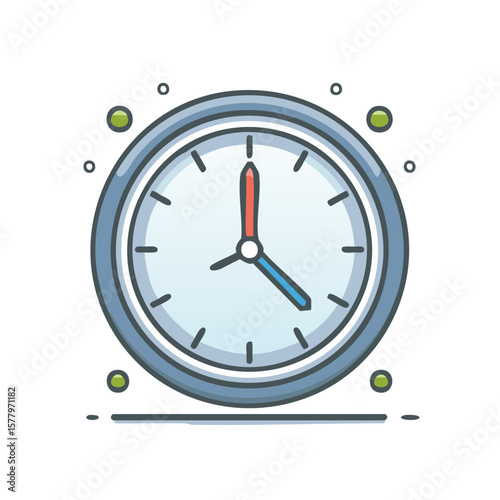 Cartoon Clock Timepiece Illustration Showing Time Keeping Graphic Element