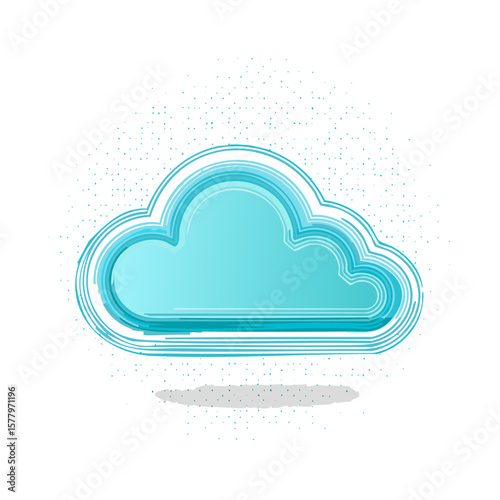 Stylized Blue Cloud Computing Concept Digital Data Storage Network