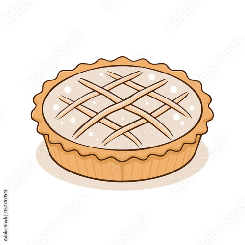 Delicious homemade pie with a lattice crust, decorated with frosting dots, a delectable baked dessert, perfect for autumn festivals