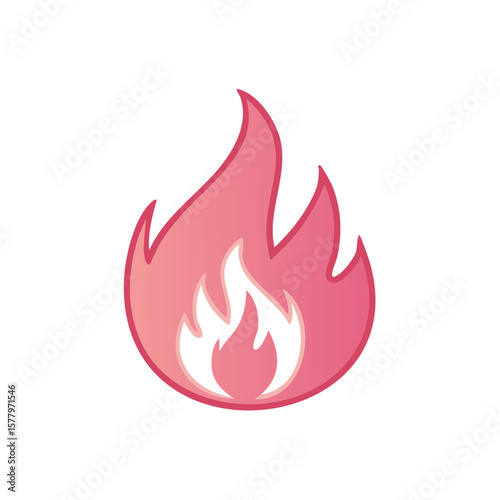 Stylized Flame Illustration with Pink Gradient, Fire Graphic for Design Elements