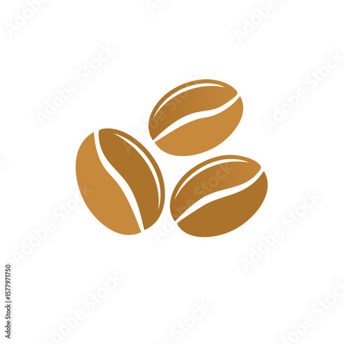 Illustration of Three Brown Coffee Beans on White Background