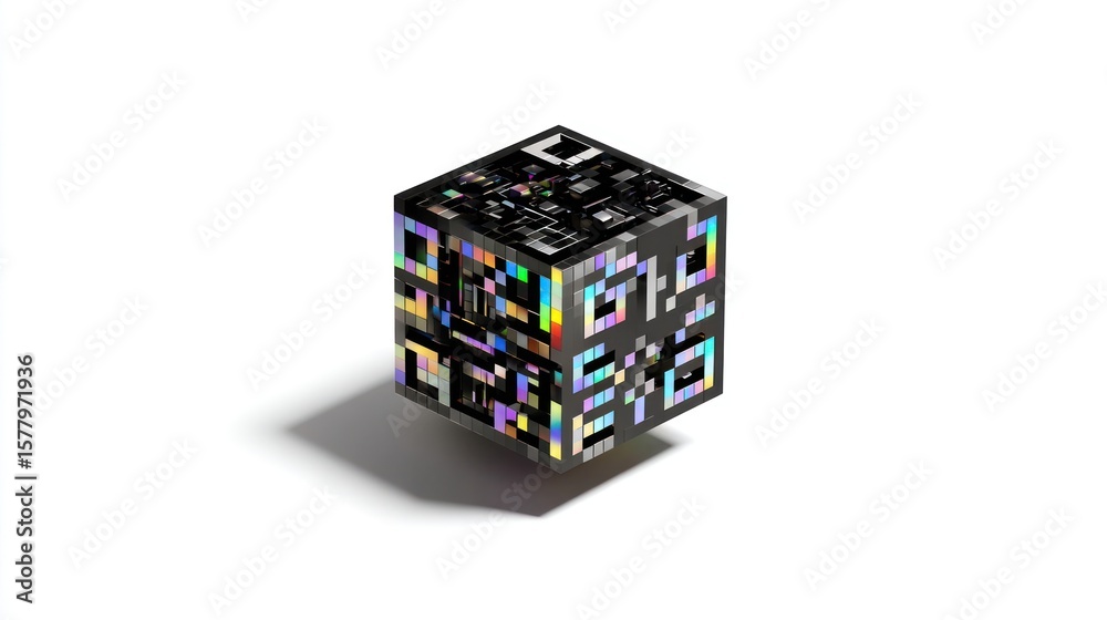 Naklejka premium Abstract pixelated cube