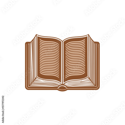 Open Book Illustration with Pages for Reading and Learning Concepts