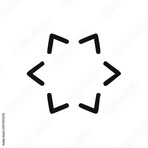 Hexagonal Arrow Composition. Black Arrows Forming Six Sided Star. Directional Design Element.