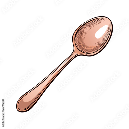 Elegant Copper Spoon Illustration, Kitchen Utensil for Food Preparation and Serving