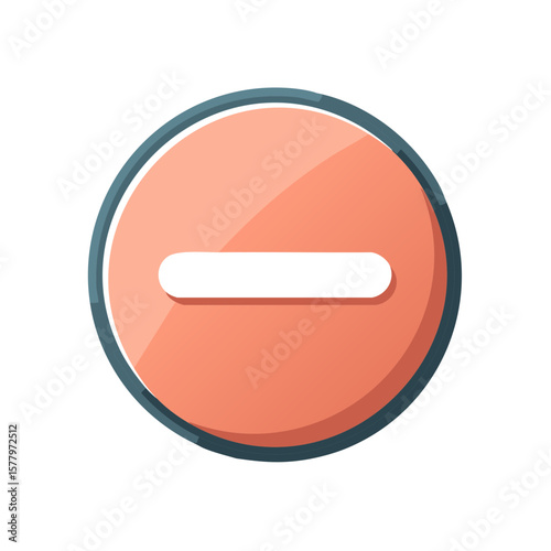 Peach Circle Minus Symbol Icon With Blue Border Warning Deletion