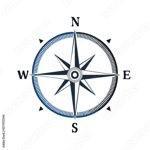 Nautical Compass Rose Navigational Tool Instrument for Marine Orienteering Design