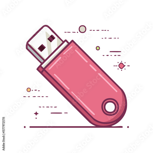 Pink USB Flash Drive with Rounded Design Storage Solution and Tech Accessory