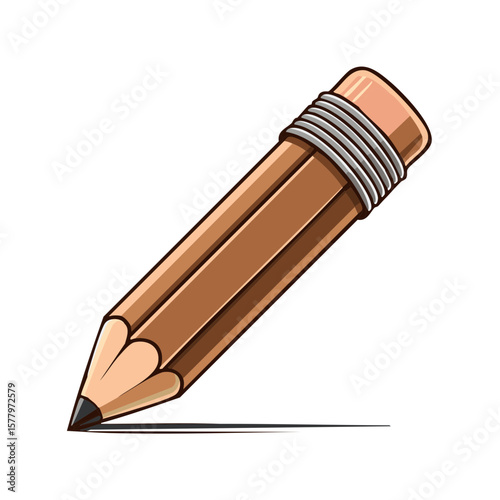 Classic Brown Pencil Drawing a Single Line Illustration Vector