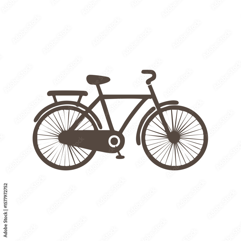 Fototapeta premium Retro Bicycle Vector Silhouette Illustration on White Background a Vintage Recreation Transportation Method