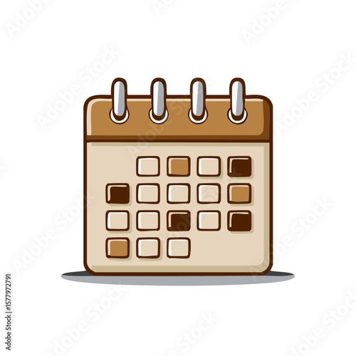 Cartoon Calendar with Marked Dates Indicating Scheduling or Deadlines