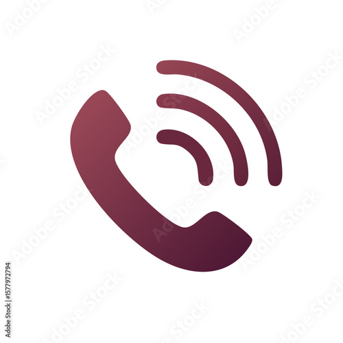 Abstract Telephone Receiver Icon with Sound Waves in Modern Color Scheme for Communication Design