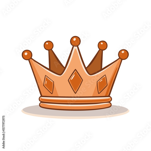 Cartoon Gold Crown with Diamond Shapes Illustration