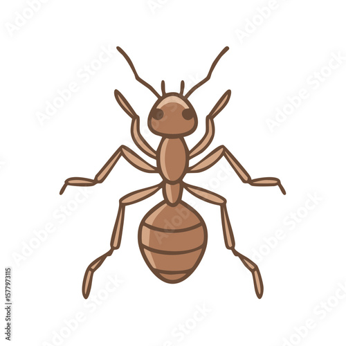 Stylized Ant Insect Pest Brown Illustration with Antennae and Six Legs