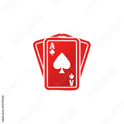Casino Gambling Ace of Spades Red Playing Cards Illustration