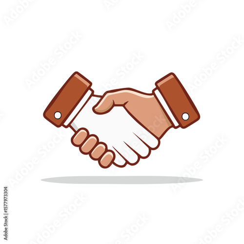 Illustrated Hands Firmly Shaking in Agreement, Expressing Partnership and Shared Goals, Representing Business Deals
