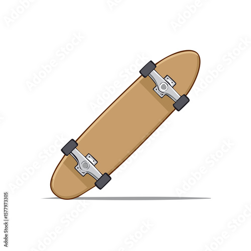 Cartoon Skateboard Illustration on White Background for Skateboarding and Extreme Sports