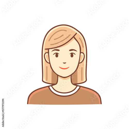 Portrait of Woman with Blonde Hair, Animated Person, Isolated Illustration