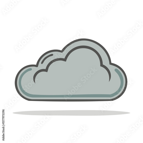 Illustration of a simple gray cloud with outline, weather icon symbol, overcast graphic, climate, cartoon style image