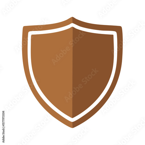 Protection Shield Icon Brown Shape Simple Vector Illustration Design