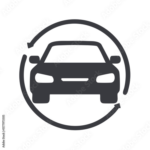 Automotive Vehicle Car Rotation Concept with Arrow Icon Symbol Sign