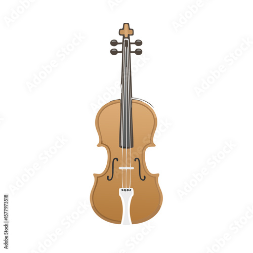 Illustrated Violin, Stringed Musical Instrument, Orchestral Element, Classical Wood Design