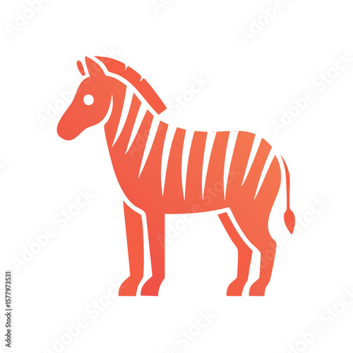 Zebra Icon Graphic Illustration: Standing striped animal, linear zoo creature, minimal design, wildlife concept