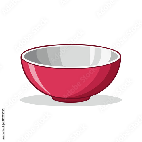 Empty Deep Bowl Pink Color Ceramic Cooking Vessel Tableware Illustration