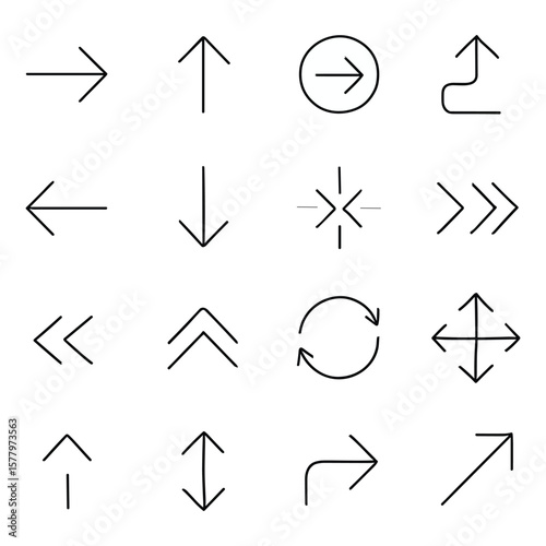 Comprehensive Arrow Set for UX/UI and Graphic Design Projects, Versatile Icon Collection: Arrows for Navigation, Direction, and User Interface Elements