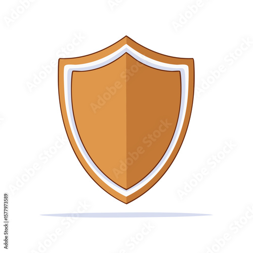Icon of medieval shield with brown shade, protection symbol concept