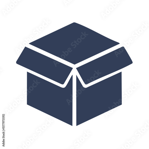 Open Cardboard Box Vector Illustration, Unpacking Package, Parcel Delivery and Shipping Flat Icon, Simple Box