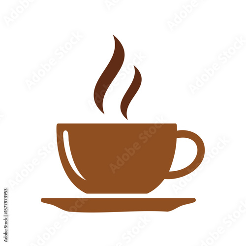 Stylized cup of coffee vector illustration hot beverage simple steaming brown design