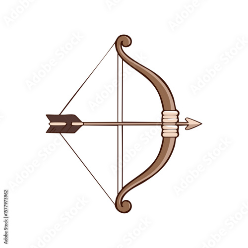 Elegant Bow and Arrow, Medieval Archery, Target Sport, Weapon Aimed with Precision for Hunting or Traditional Games