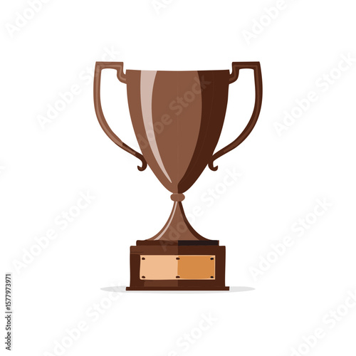 Brown trophy illustration with blank name plate, symbolizing achievements and recognition in competitions and events