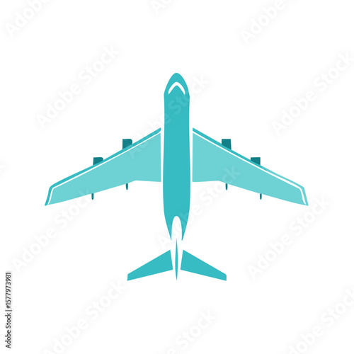 Minimalist Teal Airplane Icon Plane Flight Travel Aviation Airline Aircraft Design