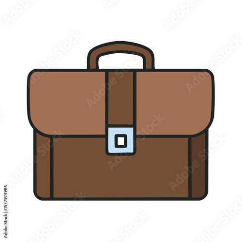 Brown Leather Briefcase Icon Illustration Business Office Professionalism Style