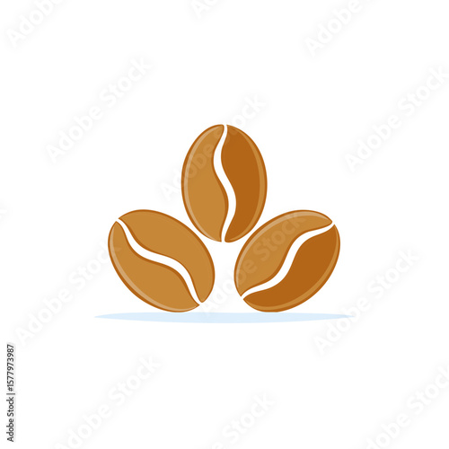 Three Coffee Beans Illustration, Coffee Seed, Coffee Icon, Food and Drink