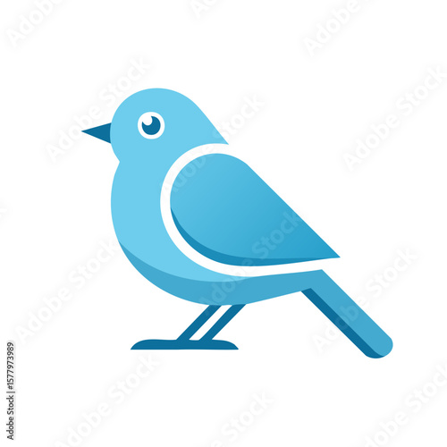 Stylized Blue Bird Illustration, Minimalist Avian Design Element, Abstract Wildlife Representation